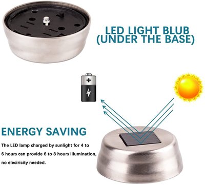 6 Pks Stainless Steel Mosaic Solar Led Pathway Garden -Multi Color