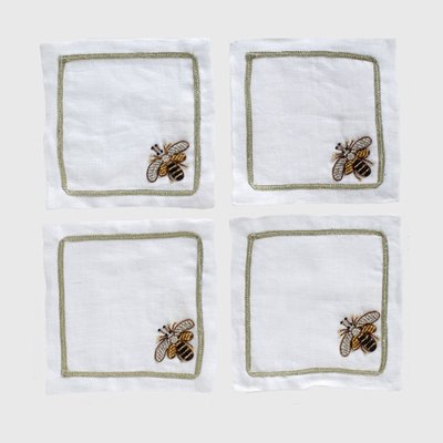 Stripey Bee Cocktail Napkins, Set Of Four