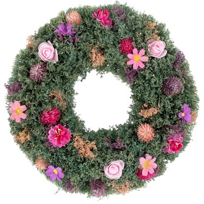 Thistle Mixed Floral Spring Wreath - 13" - Pink and Purple