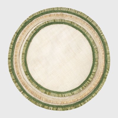 Ruffle Edge Straw Placemats, Green, Set Of Four