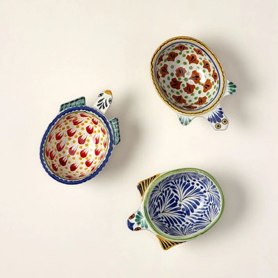 Majolica Salsa Turtle Bowls: Set Of 3