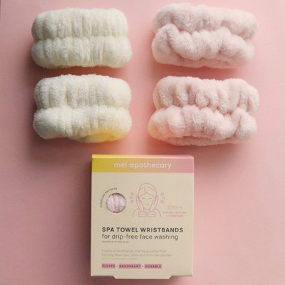 Mei Apothecary Spa Towel Wristbands for Drip-Free Face Washing