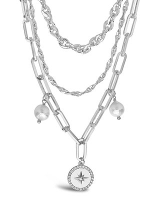 Shine By Sterling Forever Navigator Layered Chain Necklace