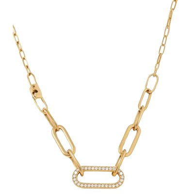 Waterproof 18k Gold And Diamond Maillon Link Necklace