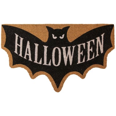 Natural Coir "Halloween" Bat Shaped Doormat - 18" x 30"