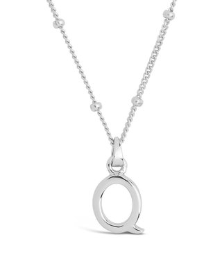 Sterling Silver Initial Necklace With Beaded Chain