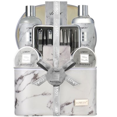 Premium 25Pc Massage Kit, White Marble Beauty And Self Care Spa Set With Stones