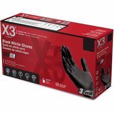 X3 Nitrile Exam Gloves, Powder-Free, 3 mil, Large, Blue, 100/Box, 10/Carton