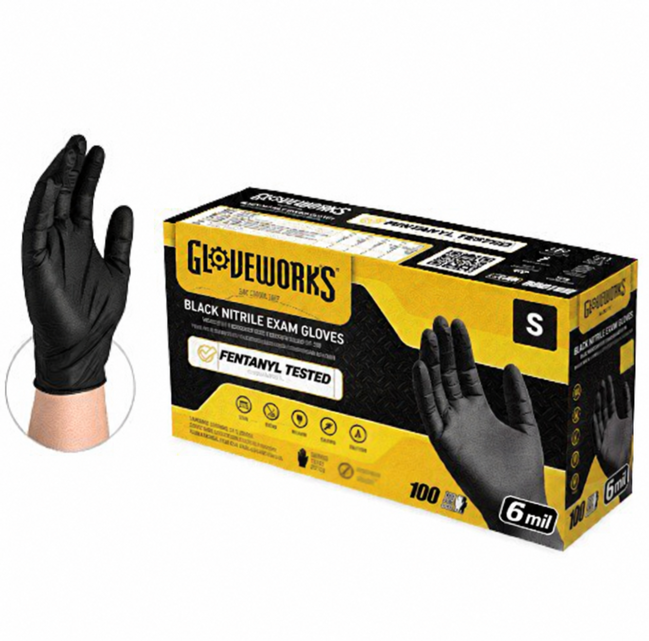 Nitrile Exam Glv PF 6mil Sm Blk 100/Bx