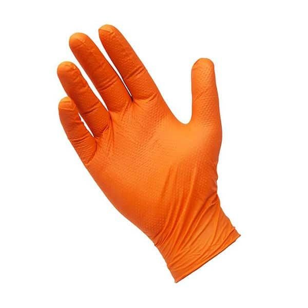 BZ-V8M SH Gloves 8Mil Orange Nitrile Diamond Grip Glove, Med