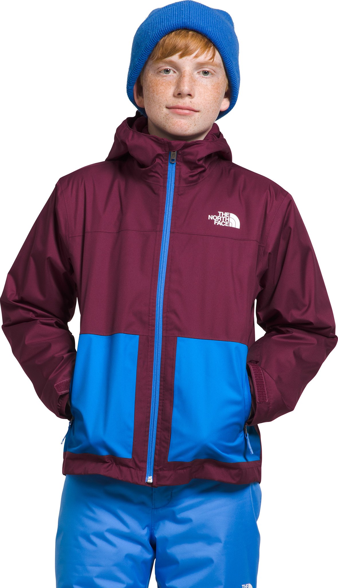 Blue and red north face jacket best sale