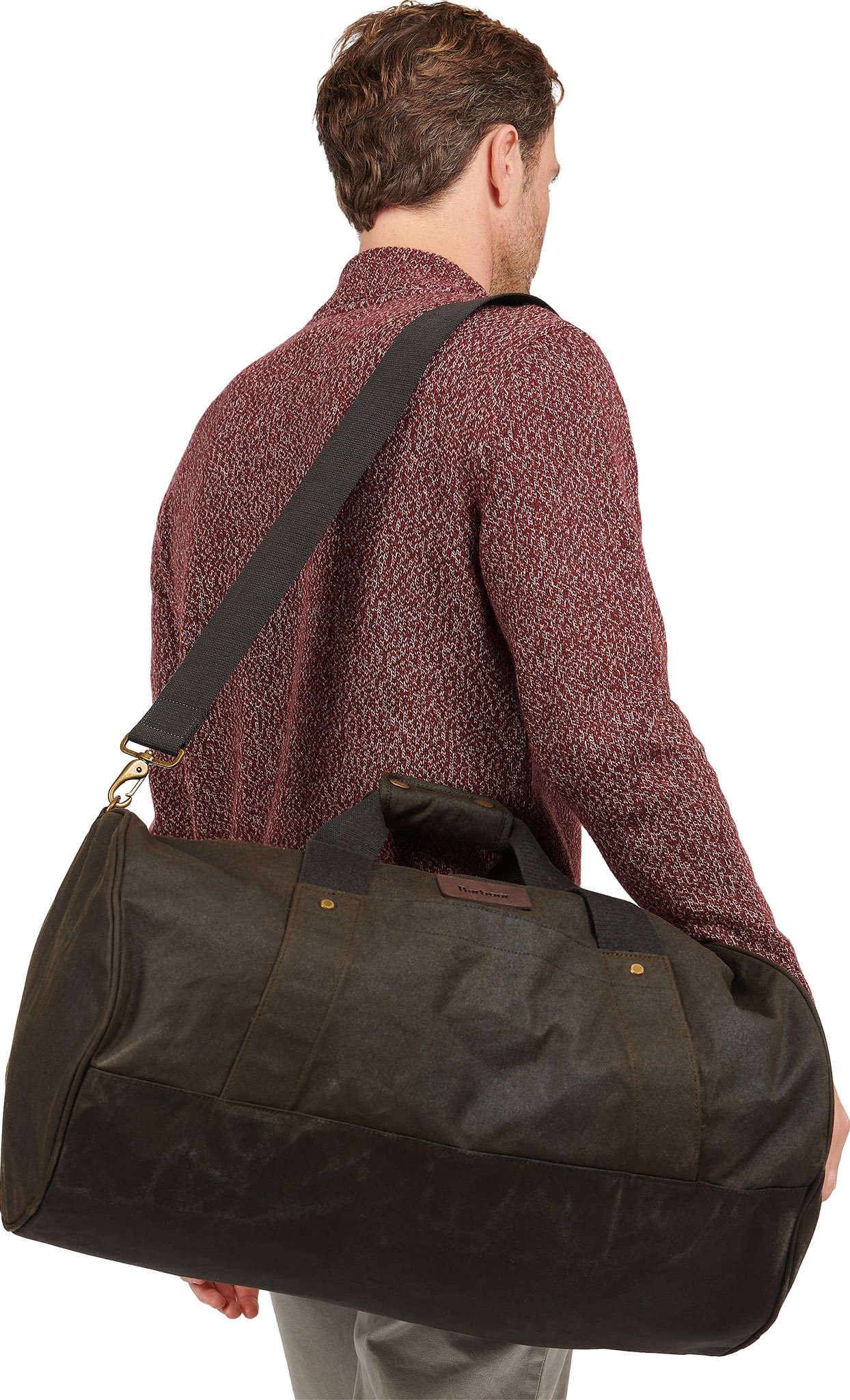 Barbour leather weekend bag on sale