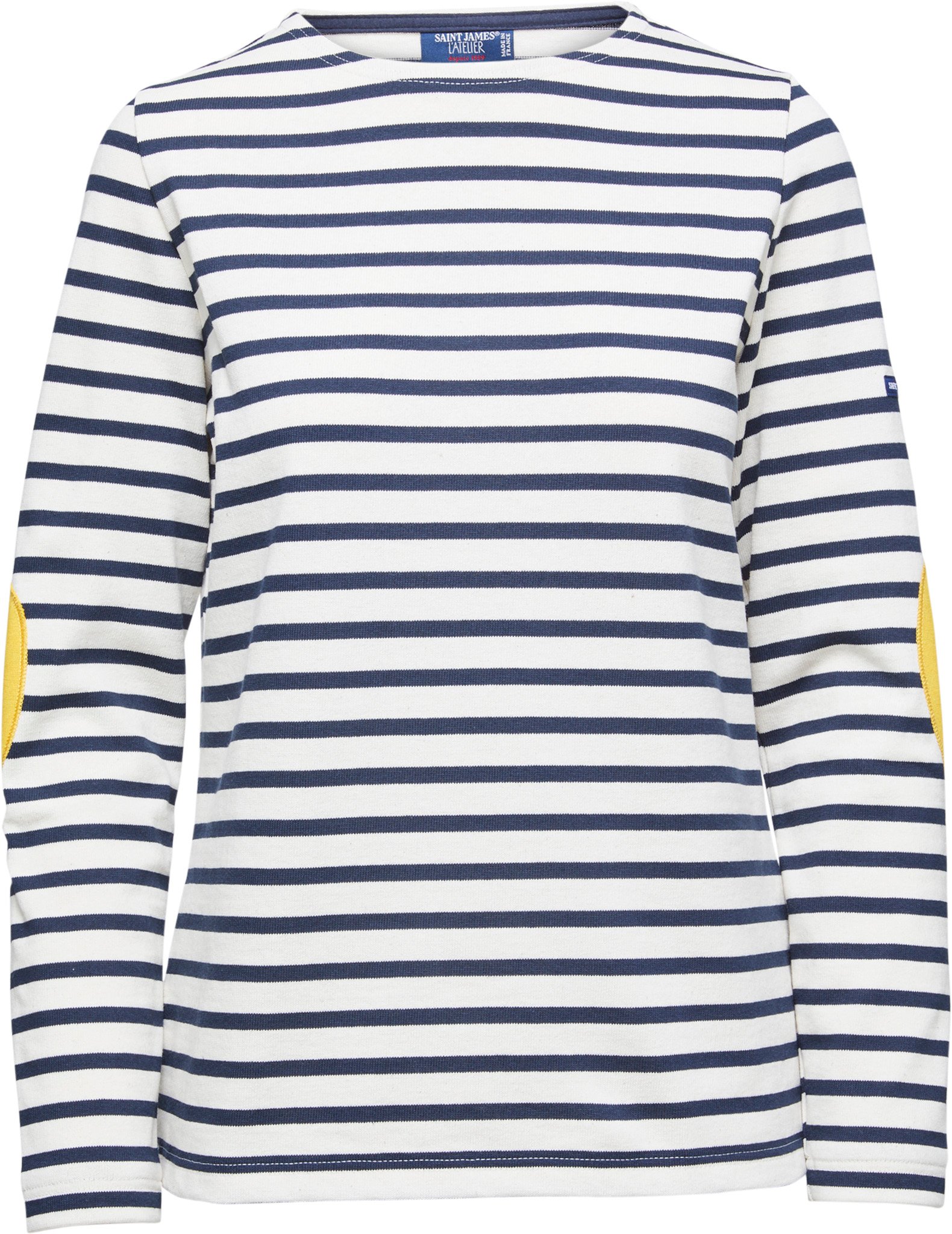 【SAINT JAMES】Vaujany U Long Sleeve T-Shirt Women's Striped Long Sleeve T-Shirt with Heart Elbow Patches