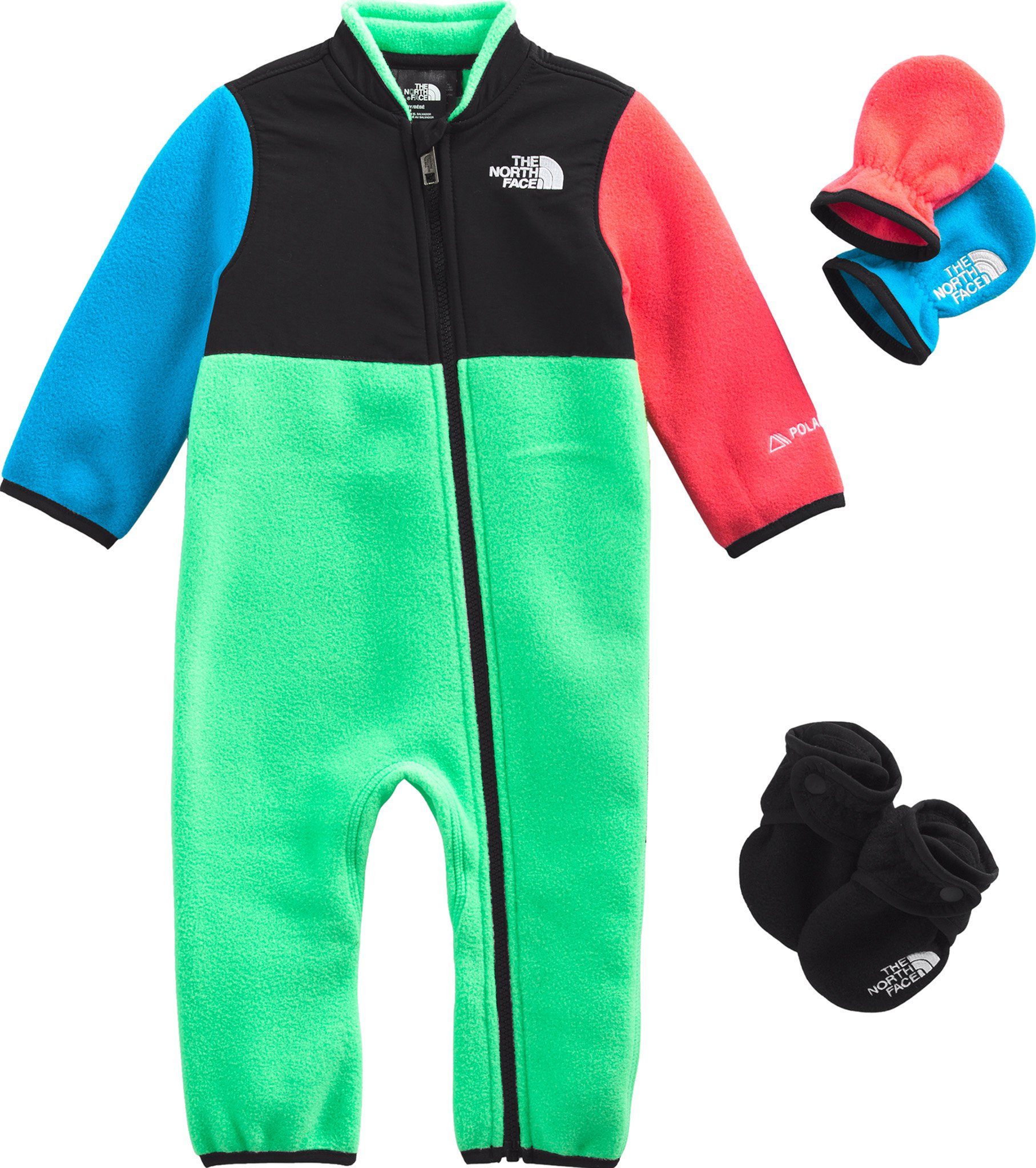 The North Face TNF Infant Blue Black Fleece Denali One-Piece Bunting shops Size 12-18M