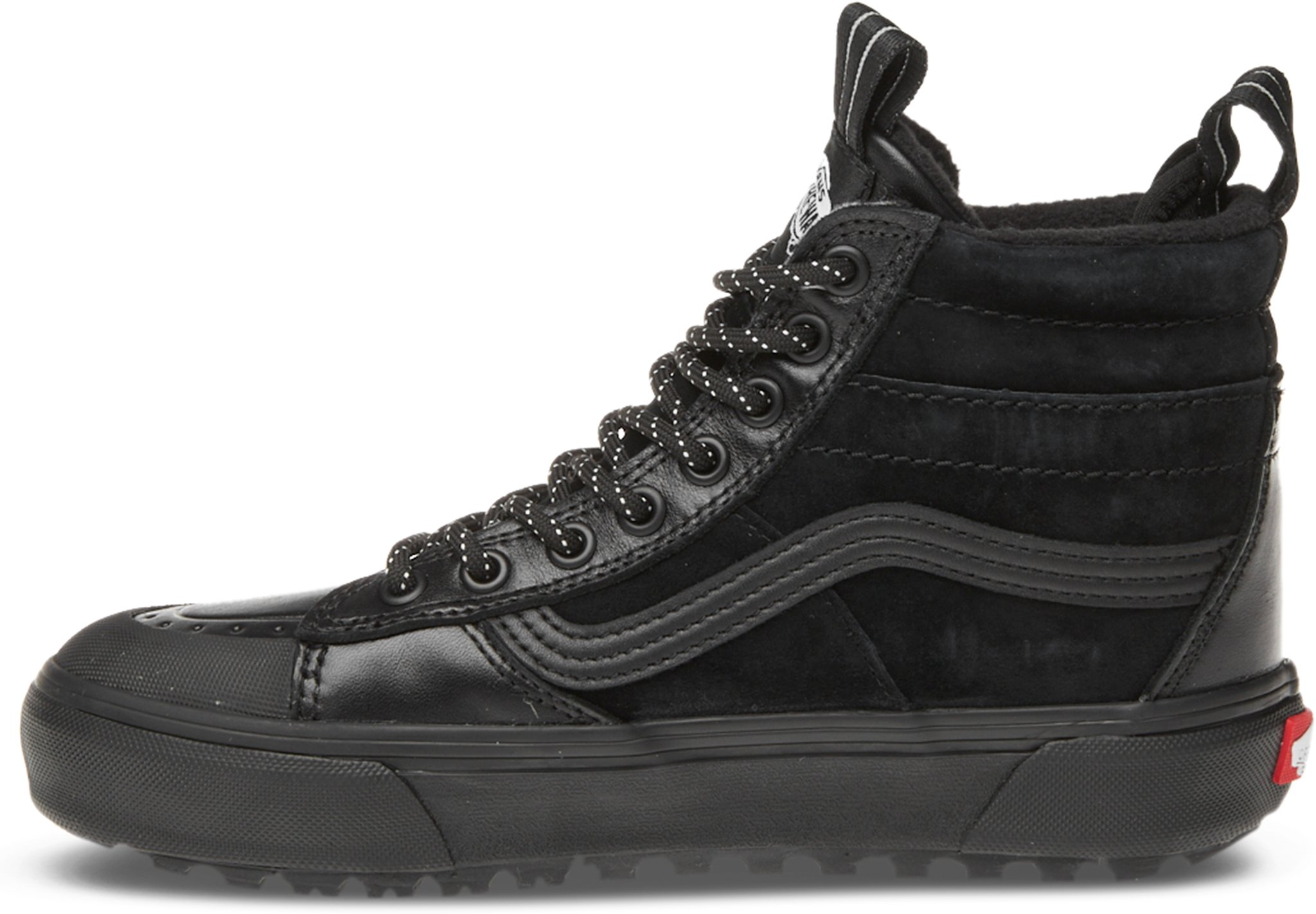 High top black leather vans best sale