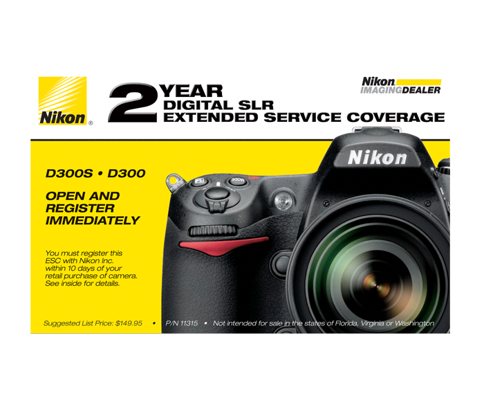 Nikon D300, D300s Extended Service Coverage (2 Years 