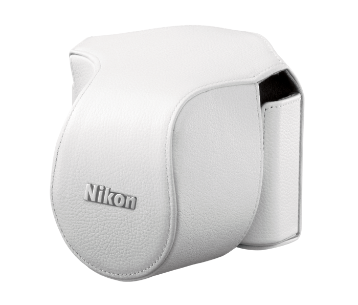 CB-N1000SB White Leather Camera Case Set for Nikon 1 V1 with 10-30mm