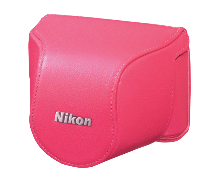 CB-N2000SD Pink Leather Camera Case Set for Nikon 1 J1 with 10-30mm