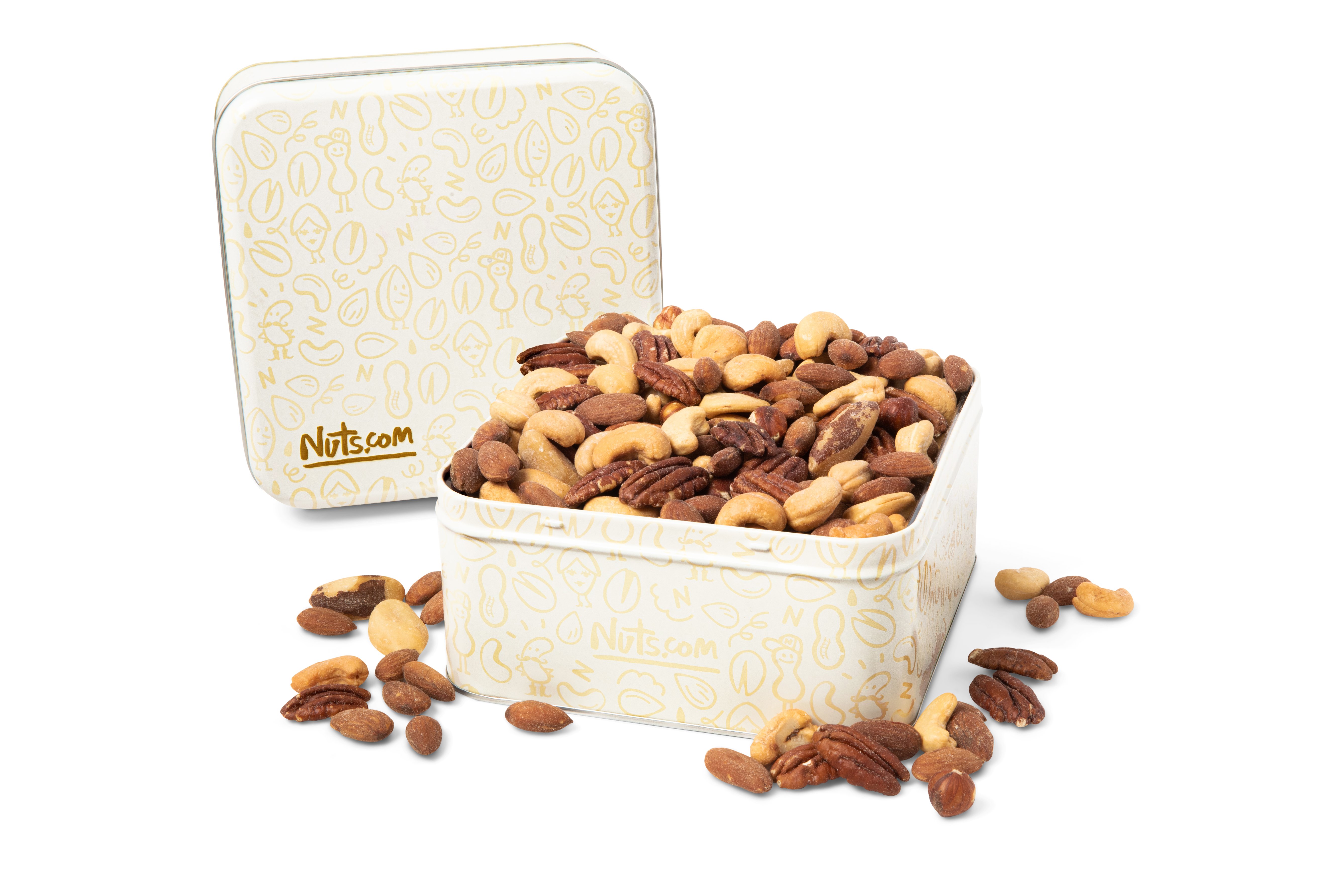The World's Finest Mixed Nuts (50% Less Salt) - Gift Tins - Nuts.com